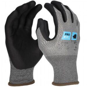 Nitril Handschuhe, "Hit", Nitrilschaum, grau/schwarz