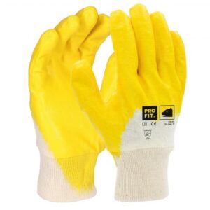 Nitril Handschuhe, "Mega lite", gelb, 3/4 getaucht, Strickbund