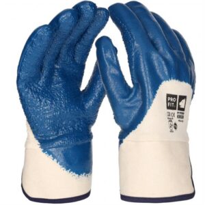Nitril Handschuh "Mega rob", blau, geraut, 3/4 getaucht, Stulpe