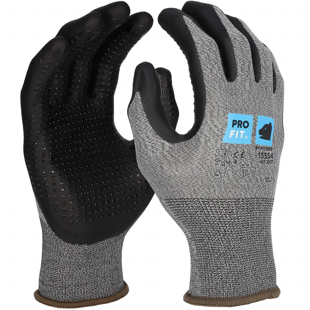 Arbeitsschutz Nitril Handschuhe, "Hit dot", Nitrilschaum, Noppen, grau/schwarz
